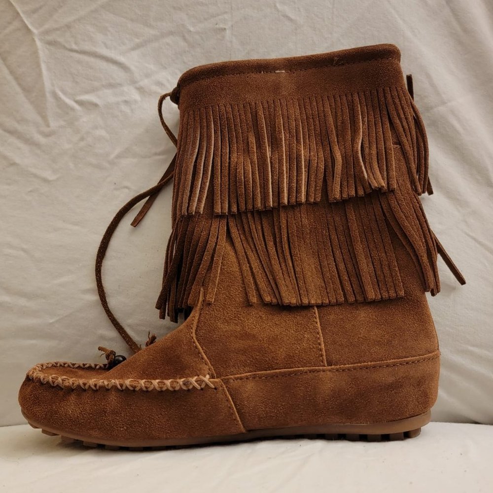 Nib Minnetonka Decorah Double Fringe Moccasin Boo… - image 2